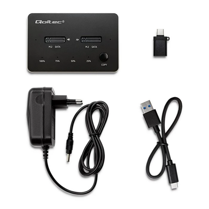 Docking Station Σκληρών Δίσκων Qoltec 50310 2x SSD M.2 SATA, NGFF, USB Type C