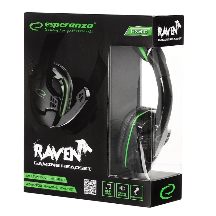 Headset Esperanza EGH310G with microphone Headband Black, Green
