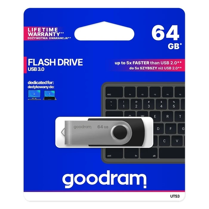 USB Flash 64GB Goodram UTS3 Type-A 3.2 Gen 1 (3.1 Gen 1) Black