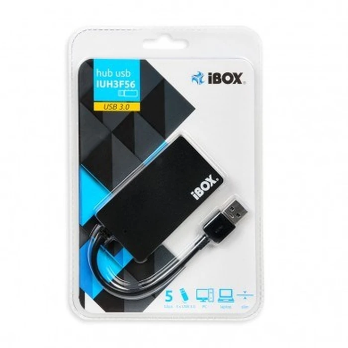 USB Hub iBox IUH3F56 USB 3.2 Gen 1 (3.1 Gen 1) Type-A 5000 Mbit/s Black