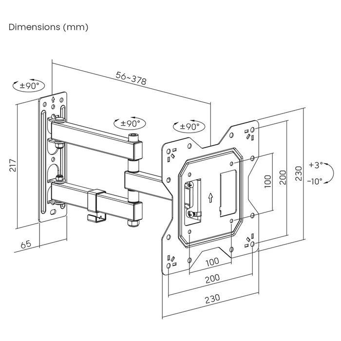 Βάση Τηλεόρασης Maclean MC-700N Wall Mount max VESA 200x20 23"-43" 30kg Black