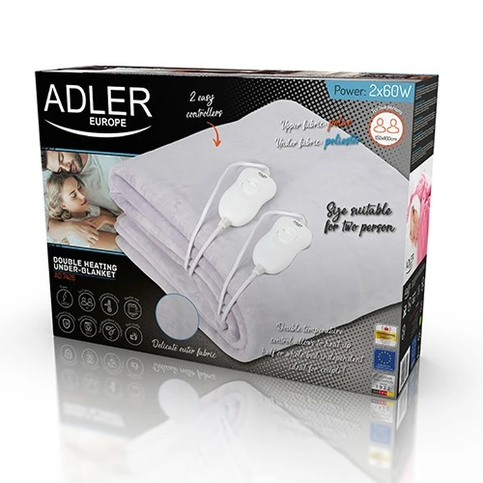Ηλεκτρική Κουβέρτα Adler AD 7426 Electric bed warmer 60W Grey Fleece,Polyester