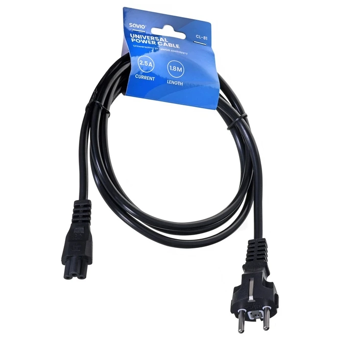 Καλώδιο Τροφοδοσίας Savio CL-81 Black 1.8 m Power plug type E IEC C5