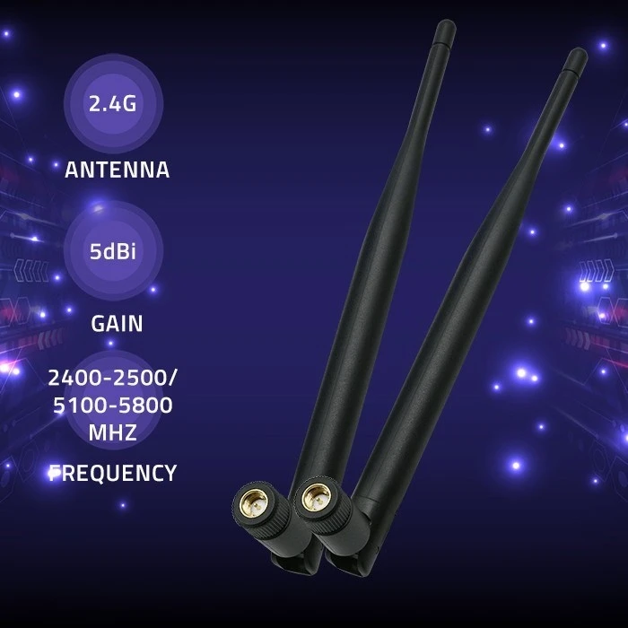 Κεραία Wi-Fi Qoltec 57046 2.4/2.5 GHz, 5.1/5.8 GHz, 5dBi, omnidirectional, Indoor