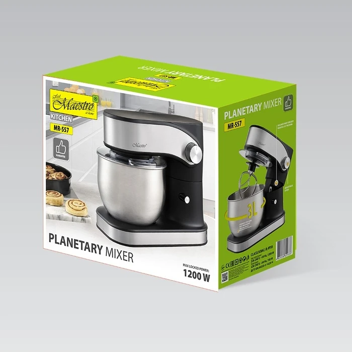 Κουζινομηχανή Feel-Maestro MR-557 Planetary mixer with 3 l bowl, 1200W Black