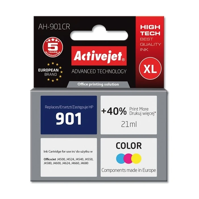 Μελάνι Συμβατό Activejet AH-901CR (for HP 901 CC656AE; Premium; 21 ml; colour)