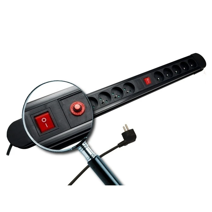 Πολύπριζο Maclean 10 outlet 2 switches, overload indication, 3680W, MCE10