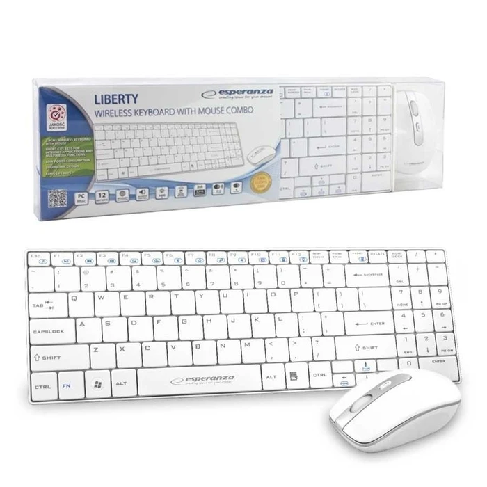 Σετ Πληκτρολόγιο & Ποντίκι Ασύρματο Esperanza EK122W RF QWERTY White
