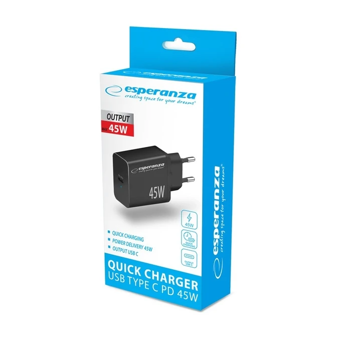 Φορτιστής Πρίζας Esperanza EZC108K mains charger 45W Black