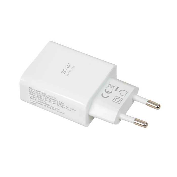 Φορτιστής Πρίζας iBox C-36 GaN PD20W, White