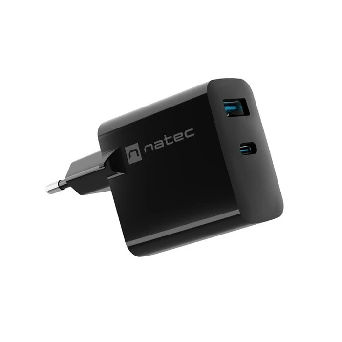 Φορτιστής Πρίζας Natec RIBERA GAN charger 1x Type-A + 1x Type-C 45W Black