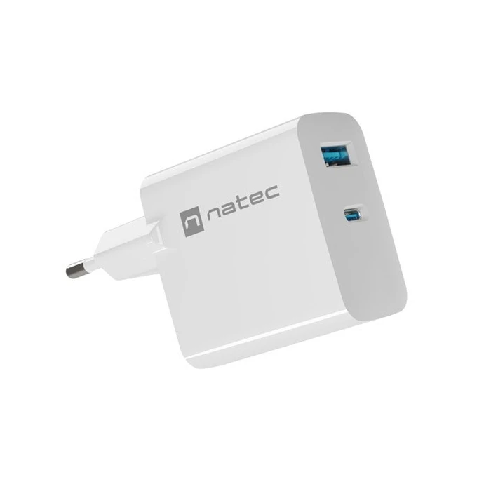 Φορτιστής Πρίζας Natec RIBERA GAN charger 1X Type-A + 1X Type-C 45W White
