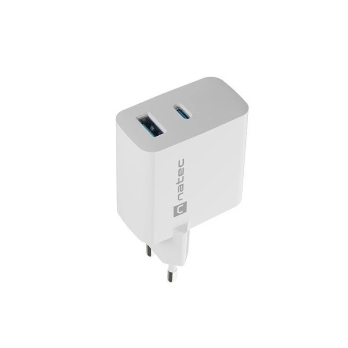 Φορτιστής Πρίζας Natec RIBERA GAN charger 1X Type-A + 1X Type-C 45W White