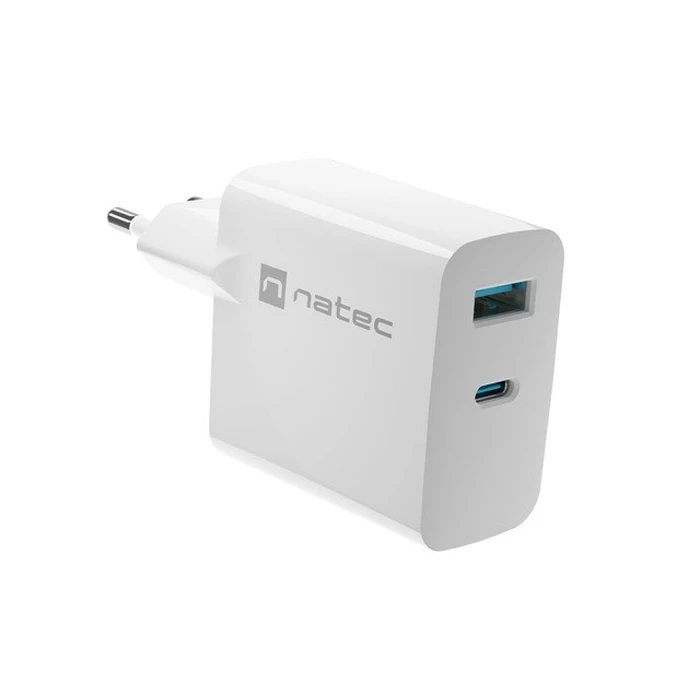 Φορτιστής Πρίζας Natec RIBERA GAN charger 1X Type-A + 1X Type-C 45W White