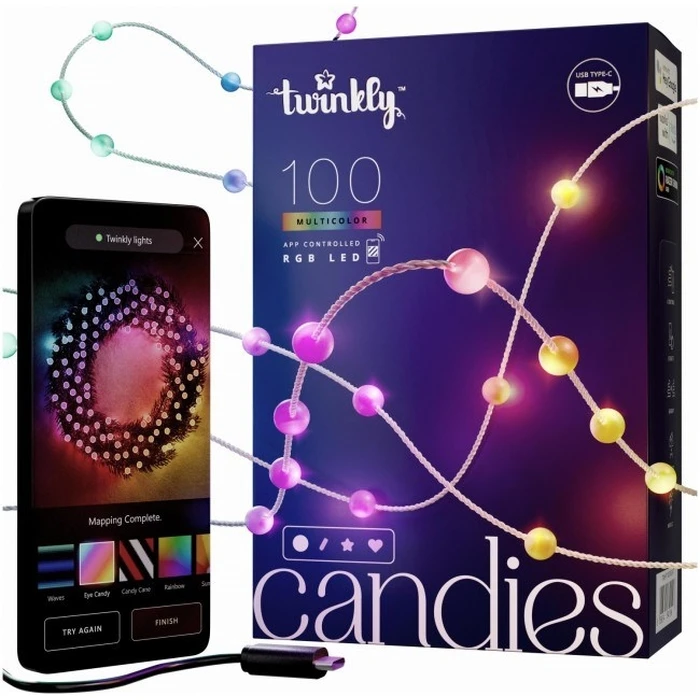 Χριστουγεννιάτικα Λαμπάκια Twinkly Candies LED TWKP100RGB-T 6 m 100 pearl-shaped