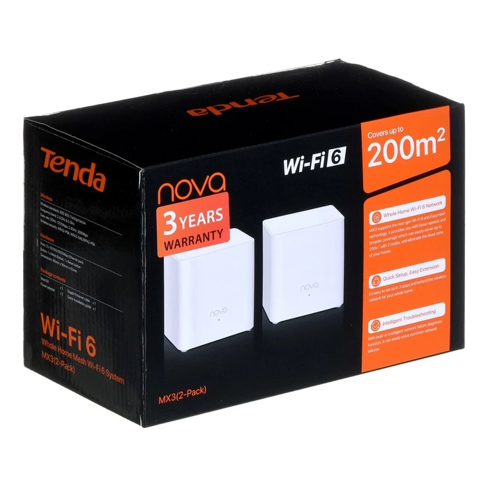 Access Point Tenda MX3 (2-PACK) mesh Dual-band (2.4 GHz / 5 GHz) Wi-Fi 6 White