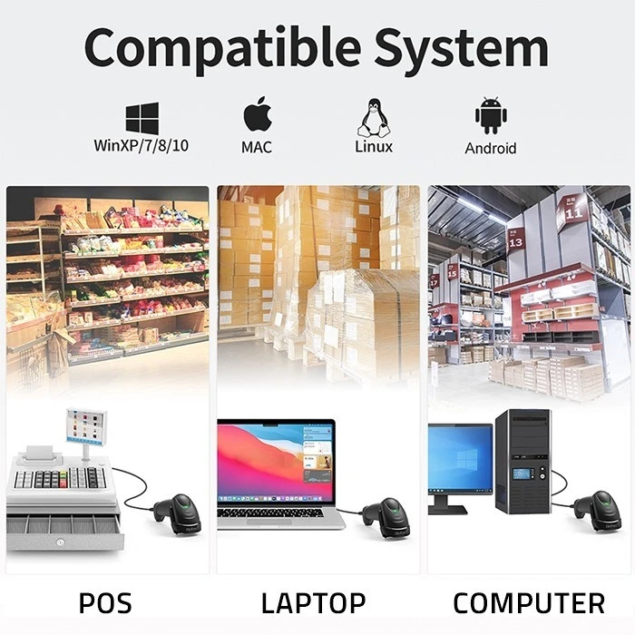 Barcode Scanner Qoltec 50853 Laser 1D / 2D / Black