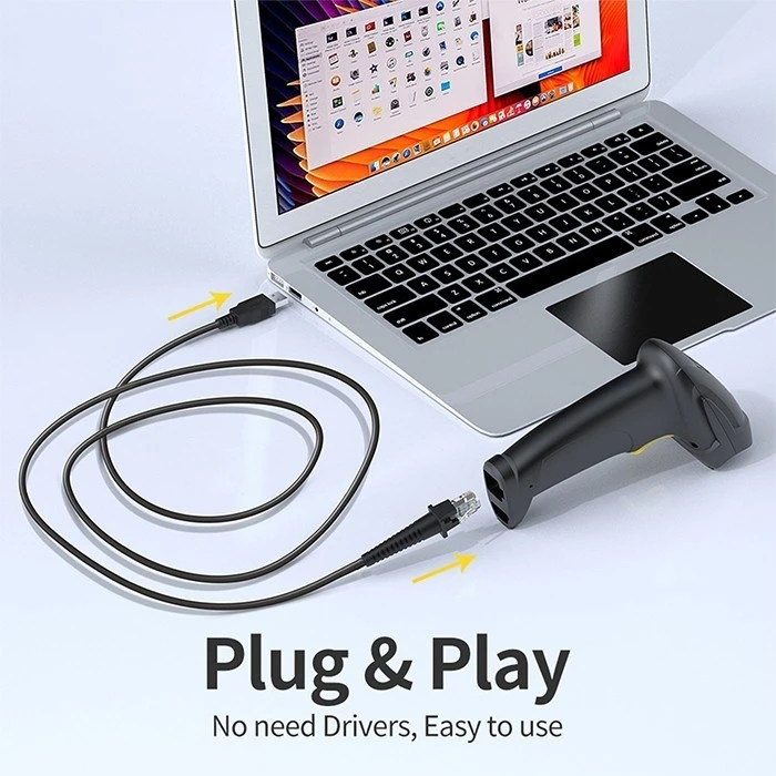 Barcode Scanner Qoltec 50853 Laser 1D / 2D / Black