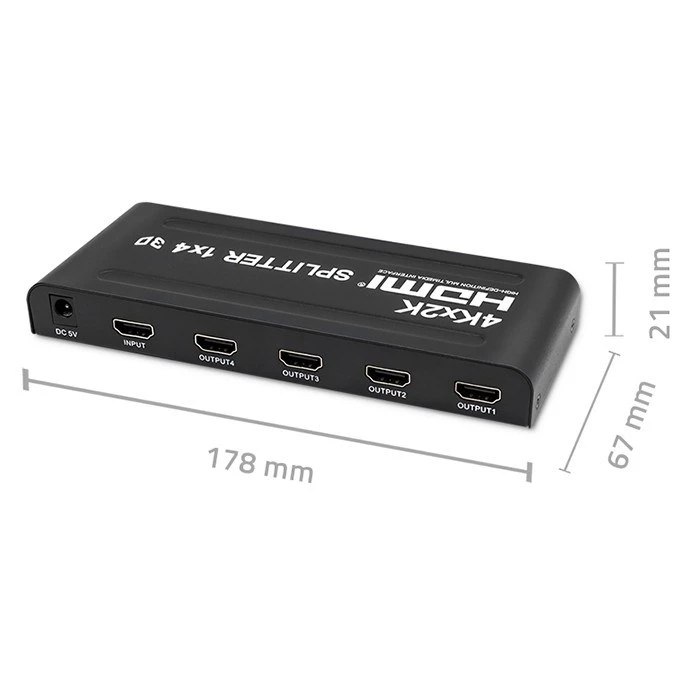 HDMI Splitter Qoltec 51798 Active 4 x HDMI 4K x 2K / 3.4Gb/s