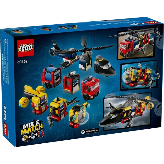 LEGO City 60462 Helicopter, Fire Truck And Submarine Remix