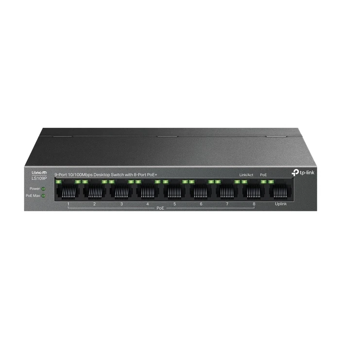 Network Switch TP-Link LiteWave LS109P Unmanaged Fast Ethernet (10/100) (PoE) Black