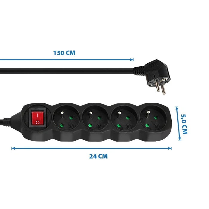 Πολύπριζο Esperanza ELK212K Power strip 4GN/1,5M Black