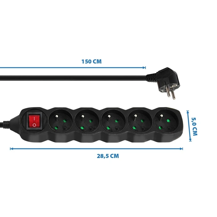 Πολύπριζο Esperanza ELK214K Power strip 5GN/1,5M Black