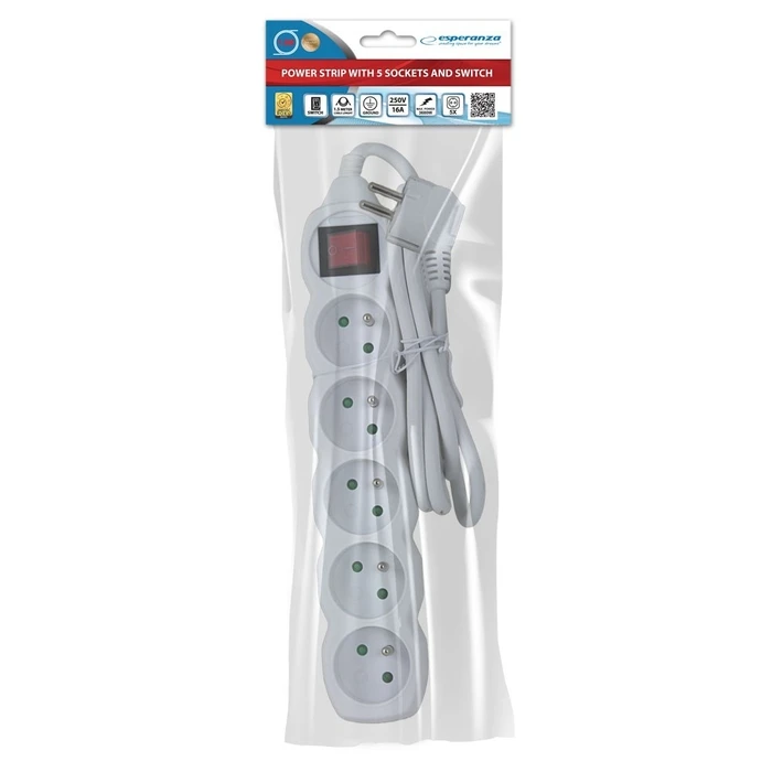 Πολύπριζο Esperanza ELK214W Power strip 5GN/1.5M White