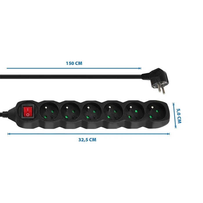 Πολύπριζο Esperanza ELK217K Power strip 6GN/1,5M Black