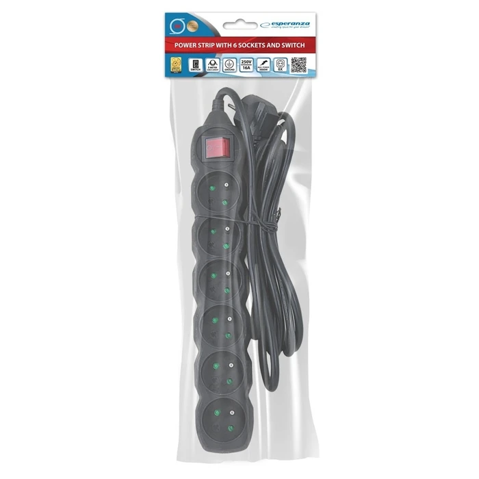 Πολύπριζο Esperanza ELK218K Power strip 6GN/3M Black