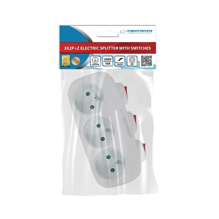 Ταφ Esperanza ELK307W Electrical Splitter 3 sockets Switch White