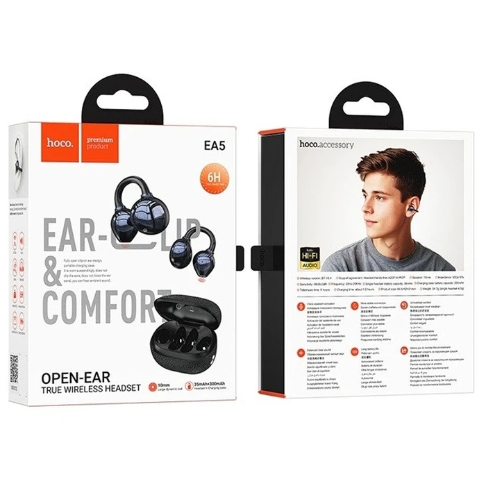 Bluetooth Handsfree Hoco EA5 DUKE III Open-Ear Connectivity/Music Black