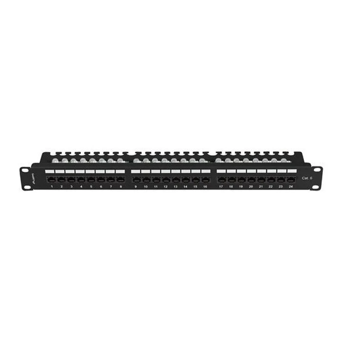 Patch Panel Lanberg 24 port 1U 19" CAT.6 UTP with Cable Organizer Black