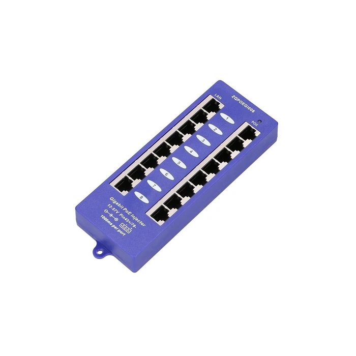 PoE Injector Extralink Gigabit 8 port 8x 1000Mb/s RJ45, Mode B