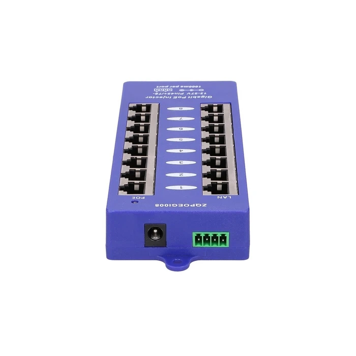 PoE Injector Extralink Gigabit 8 port 8x 1000Mb/s RJ45, Mode B