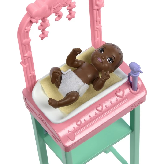 Κούκλα Barbie Baby Doctor Doll with Blonde Fashion Doll, 1 Baby Doll, Furniture