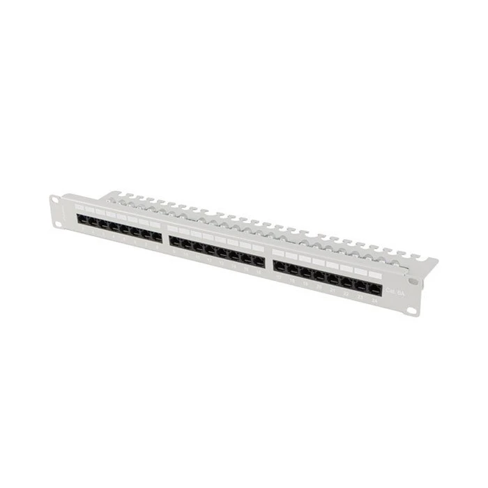 Patch Panel Lanberg 24 port 1U 19" CAT.6A UTP with Cable Organizer Gray