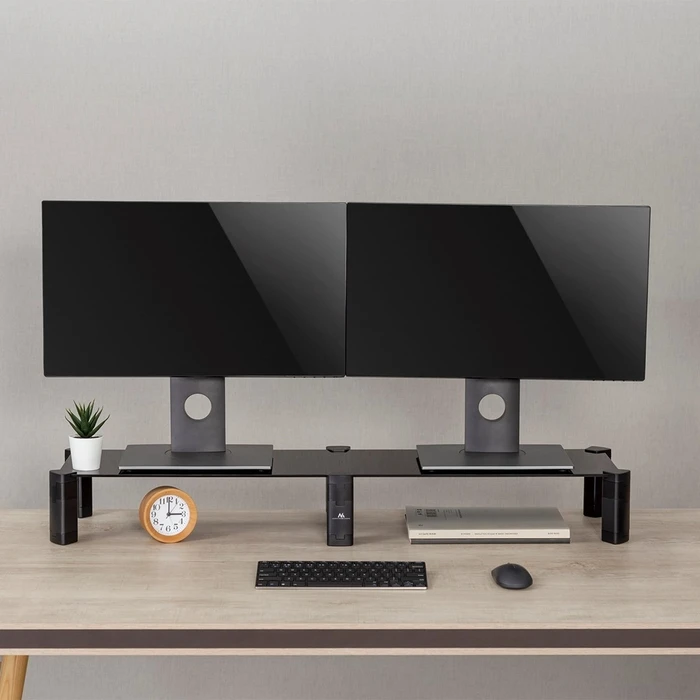 Βάση Monitor Dual - Maclean, max. 20kg, tempered glass, (1029x285x127mm), MC-936