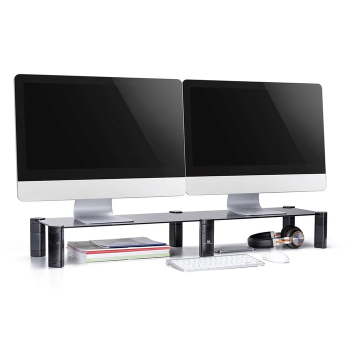 Βάση Monitor Dual - Maclean, max. 20kg, tempered glass, (1029x285x127mm), MC-936