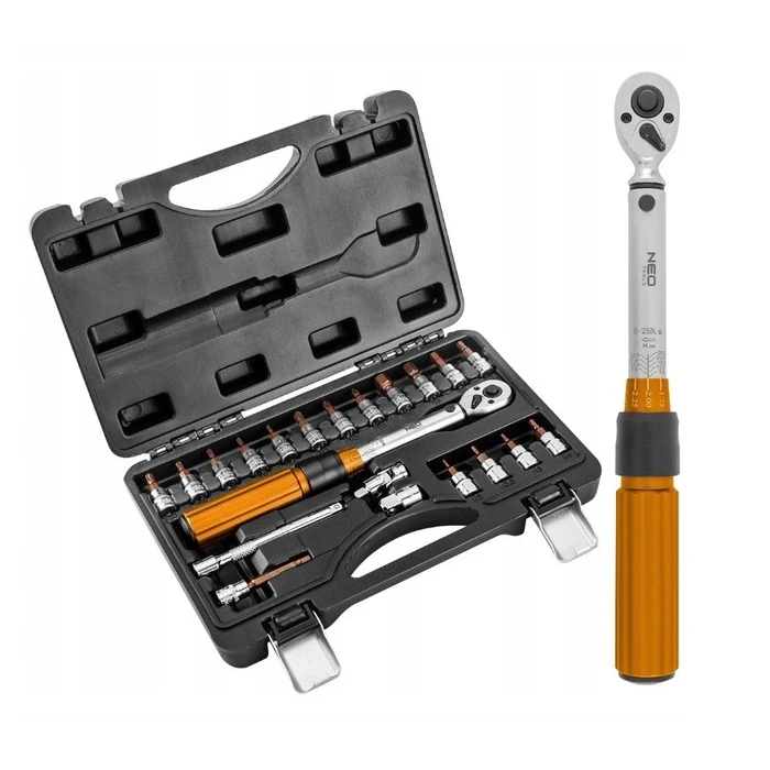 Σετ Εργαλείων Neo Tools 1/4" bi-directional torque wrench, 5-25NM, set of 21 pcs.