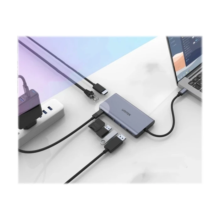 Docking Station Unitek uHUB S7 USB 3.2 Gen 1 (3.1 Gen 1) Type-C Grey