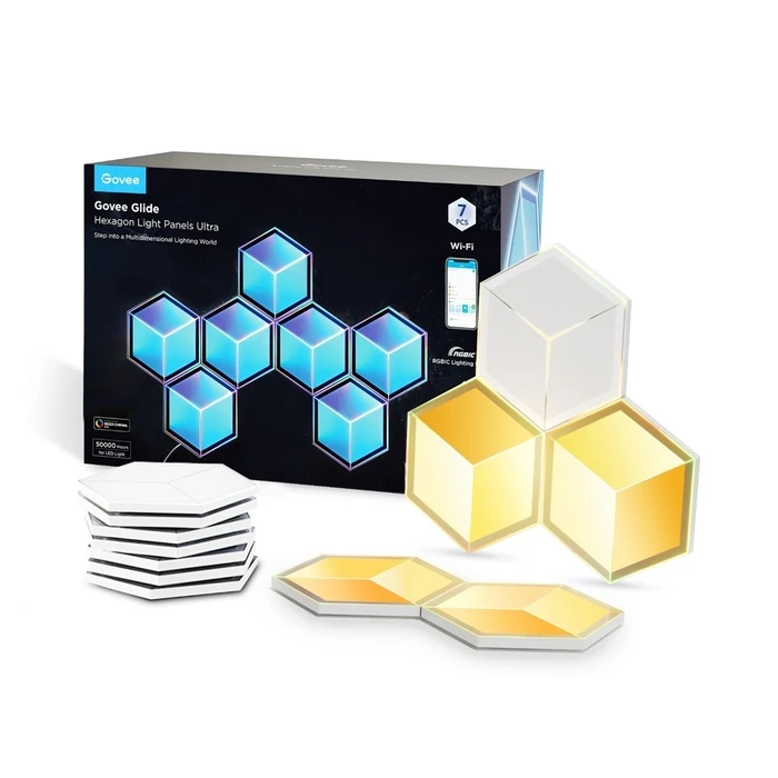 Διακοσμητικό Φωτιστικό Govee H606A Glide Hexagon Ultra 7-pack / LED / RGBIC, 2.4GHz Wi-Fi, Bluetooth