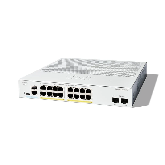Network Switch Cisco Catalyst 1300-16FP-2G Managed 16 Port GE, Full PoE, 2x1GE SFP, (C1300-16FP-2G)