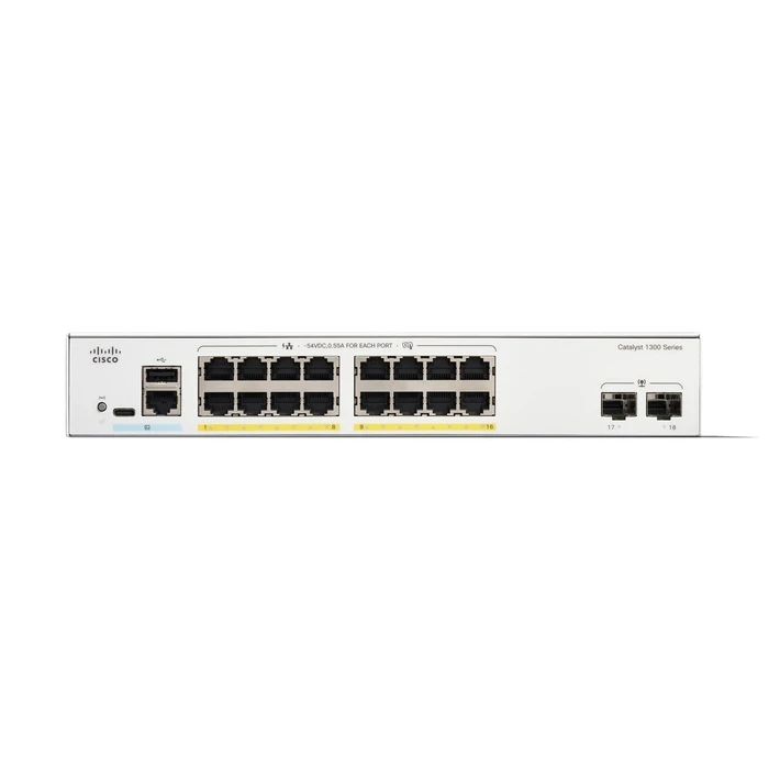 Network Switch Cisco Catalyst 1300-16FP-2G Managed 16 Port GE, Full PoE, 2x1GE SFP, (C1300-16FP-2G)