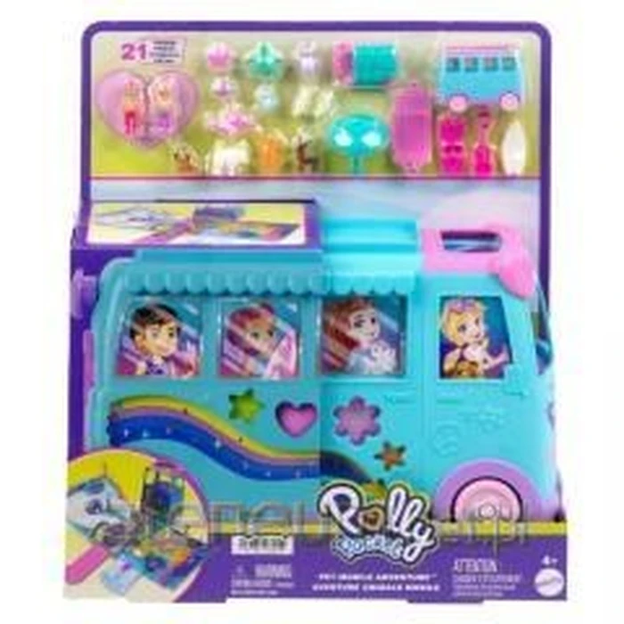 Μινιατούρα Polly Pocket Pet Mobile Adventure Playset with Micro Dolls & Transforming Camper Van, Pets & Toy Car