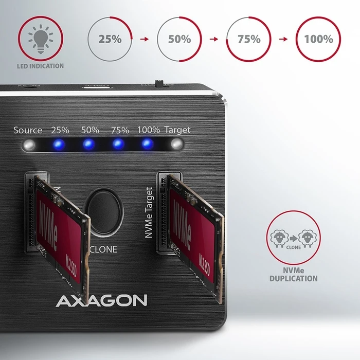 Docking Station Σκληρών Δίσκων Axagon ADSA-M2C USB 3.2 Gen 2 (3.1 Gen 2) Type-C Black