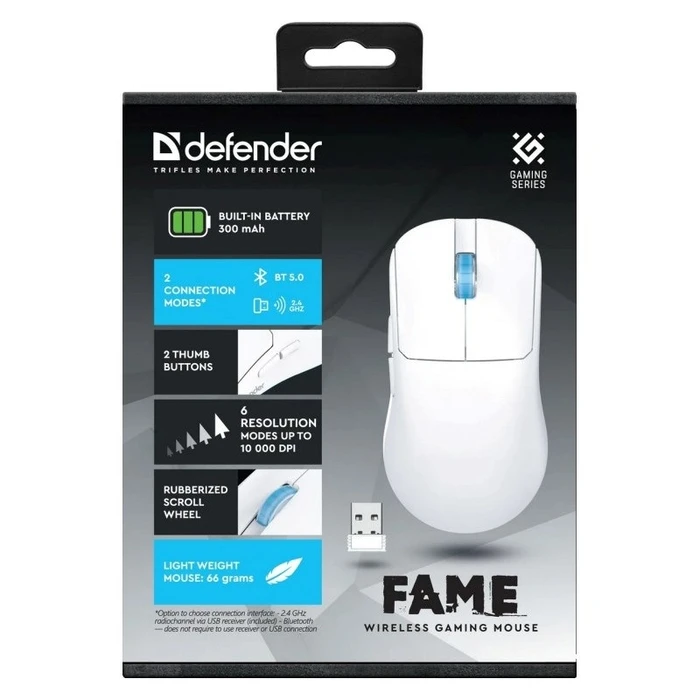 Gaming Ποντίκι Wireless Defender FAME GM-516 RF+BT 10000DPI 6P White