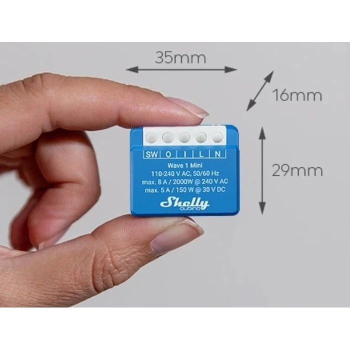 Smart Ενδιάμεσος Διακόπτης Shelly Qubino Wave 1 Mini LR Z-Wave Blue