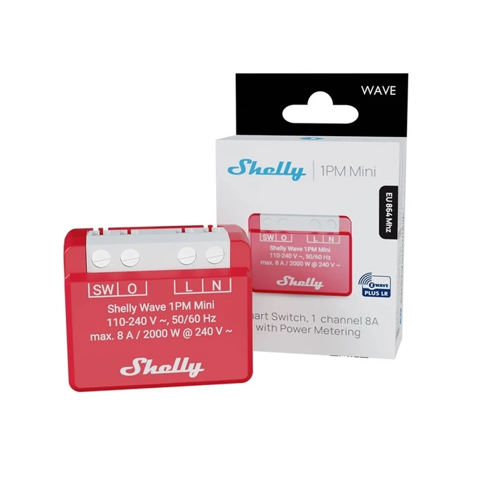 Smart Ενδιάμεσος Διακόπτης Shelly Wave 1PM Mini LR Smart Z-Wave Relay