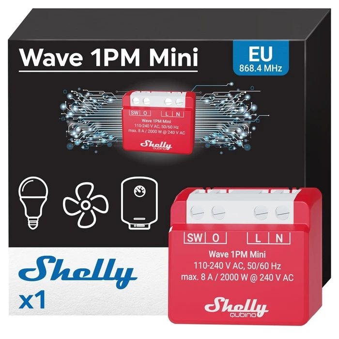 Smart Ενδιάμεσος Διακόπτης Shelly Wave 1PM Mini LR Smart Z-Wave Relay